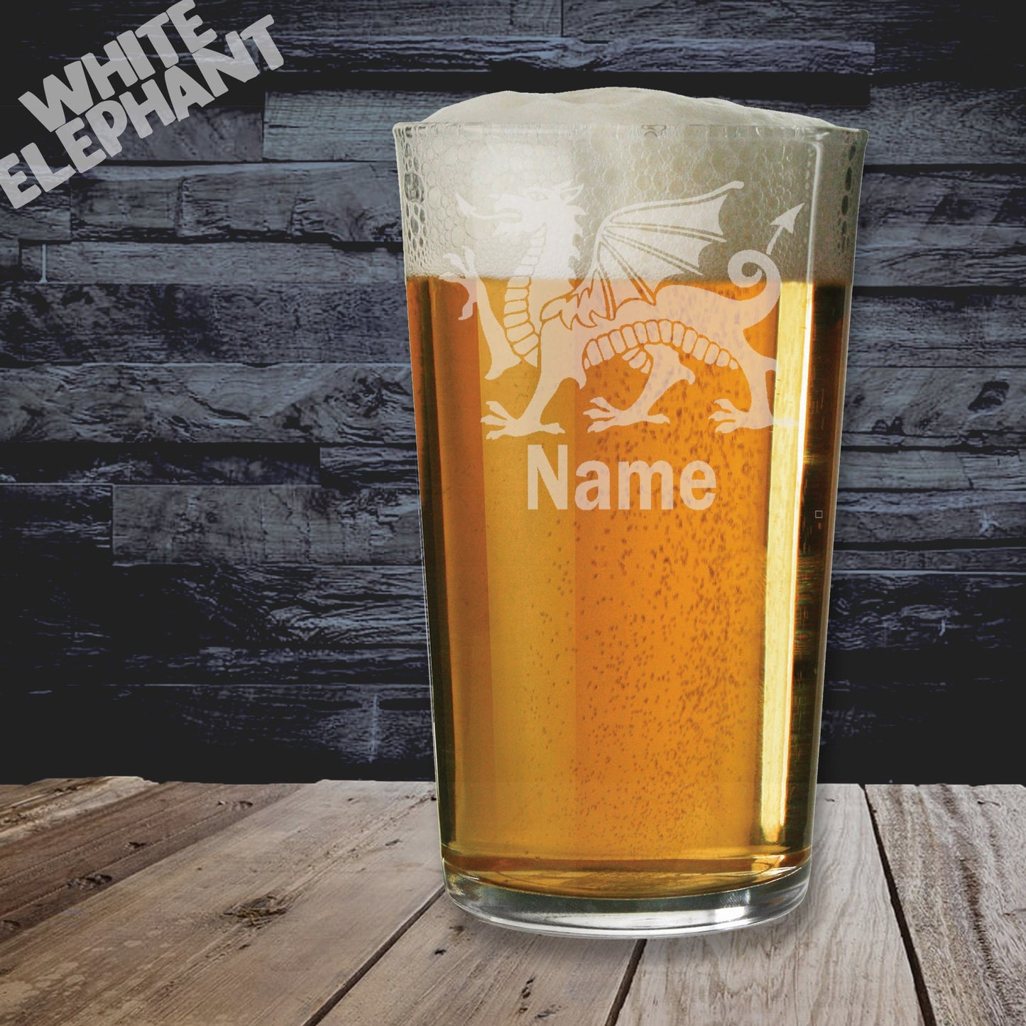Personalised Welsh Dragon Laser Etched Whiskey / High-Ball / Pint / Tankard Glass