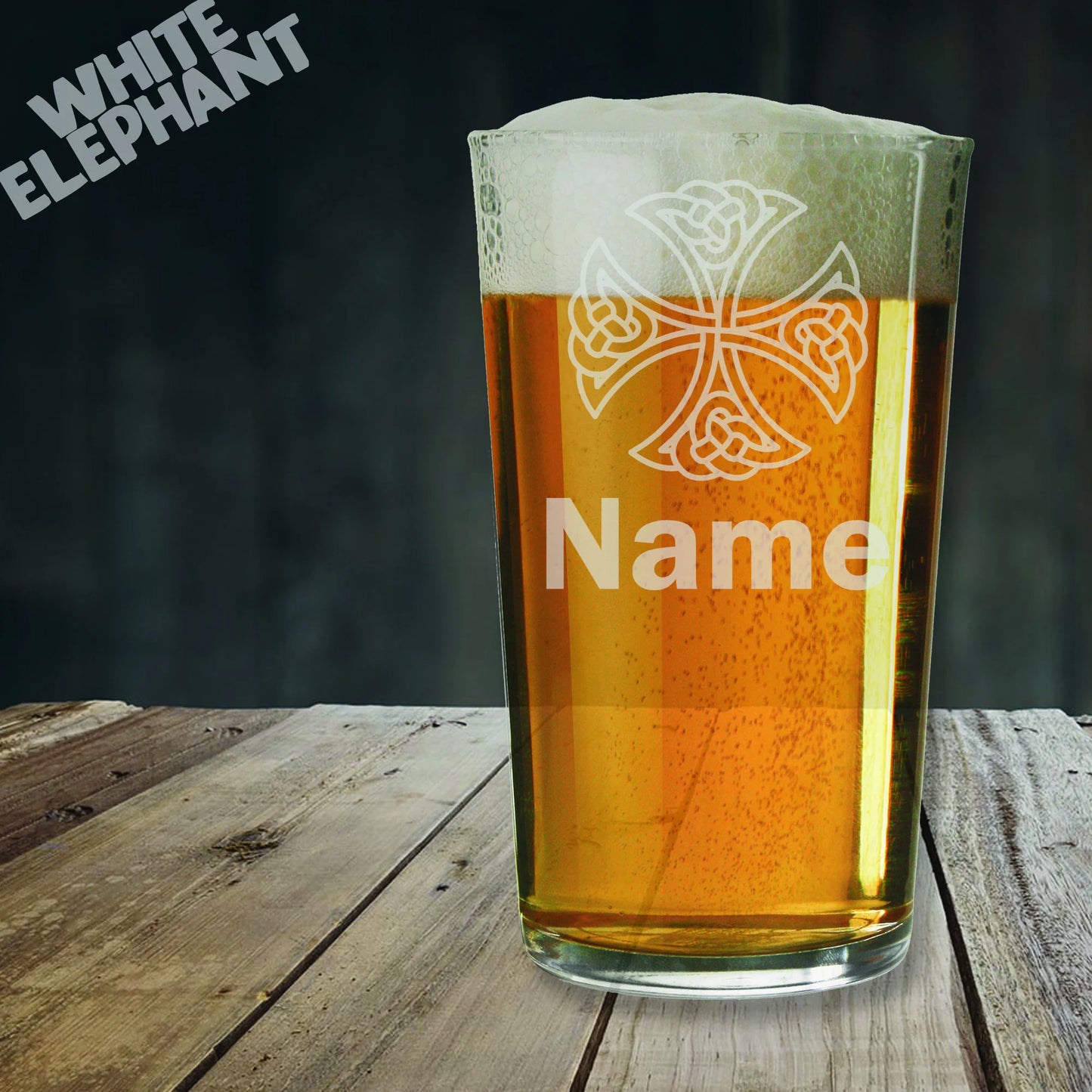Personalised Celtic Cross Glass - Laser Etched Whiskey, Highball, Pint or Tankard