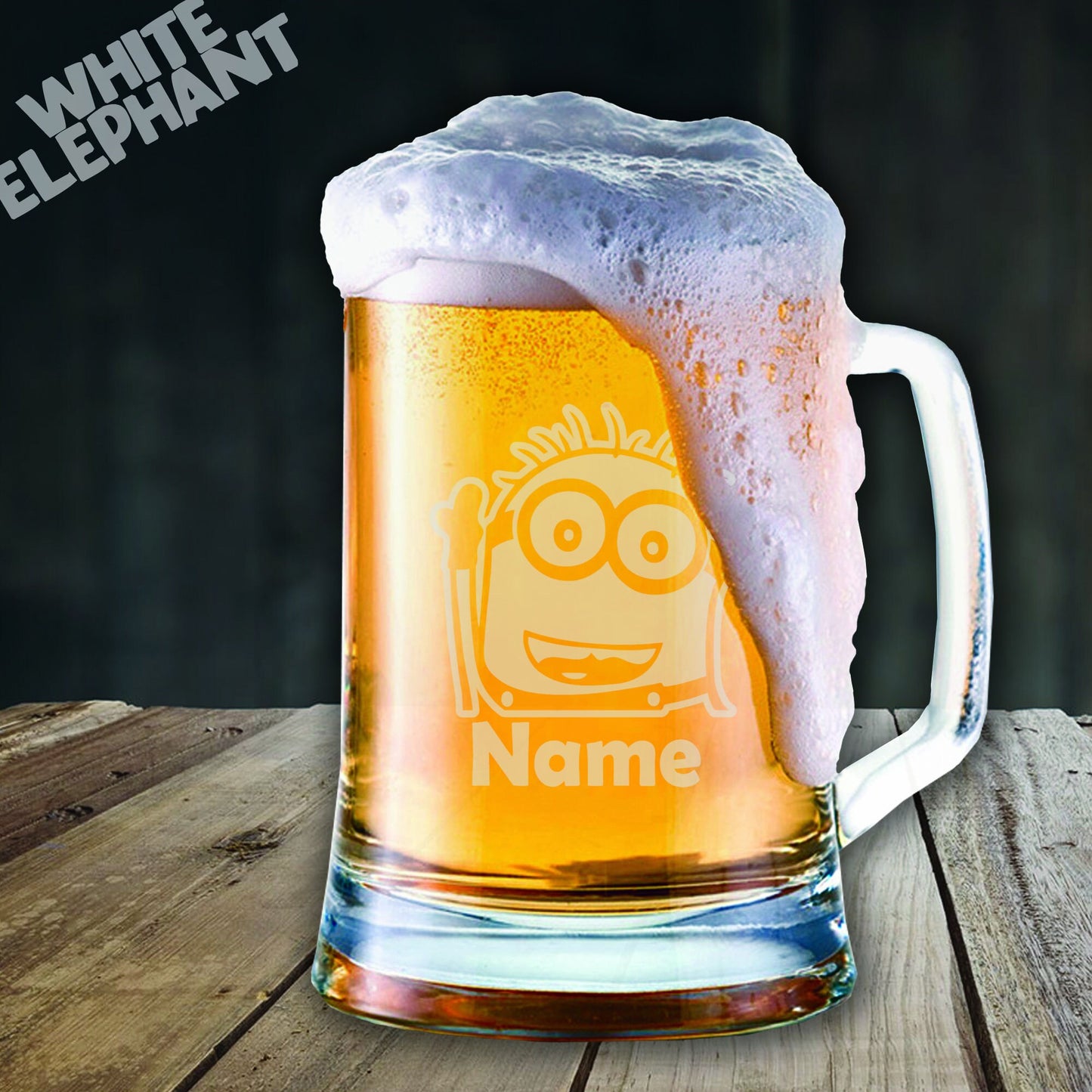 Personalised Minion Etched Laser Etched Whiskey / High-Ball / Pint / Tankard Glass