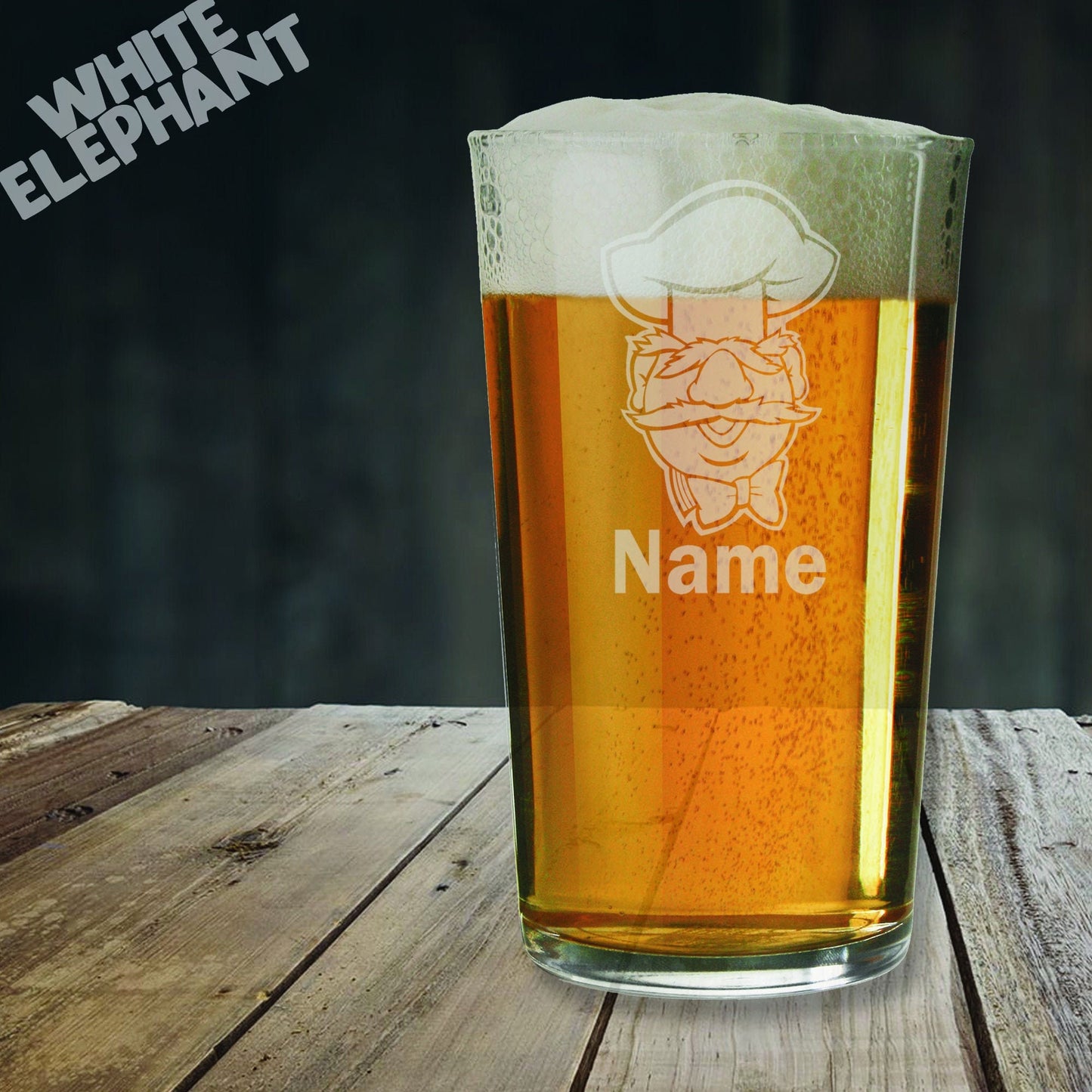 Personalised Muppet's Swedish Chef Laser Etched Whiskey / High-Ball / Pint / Tankard Glass