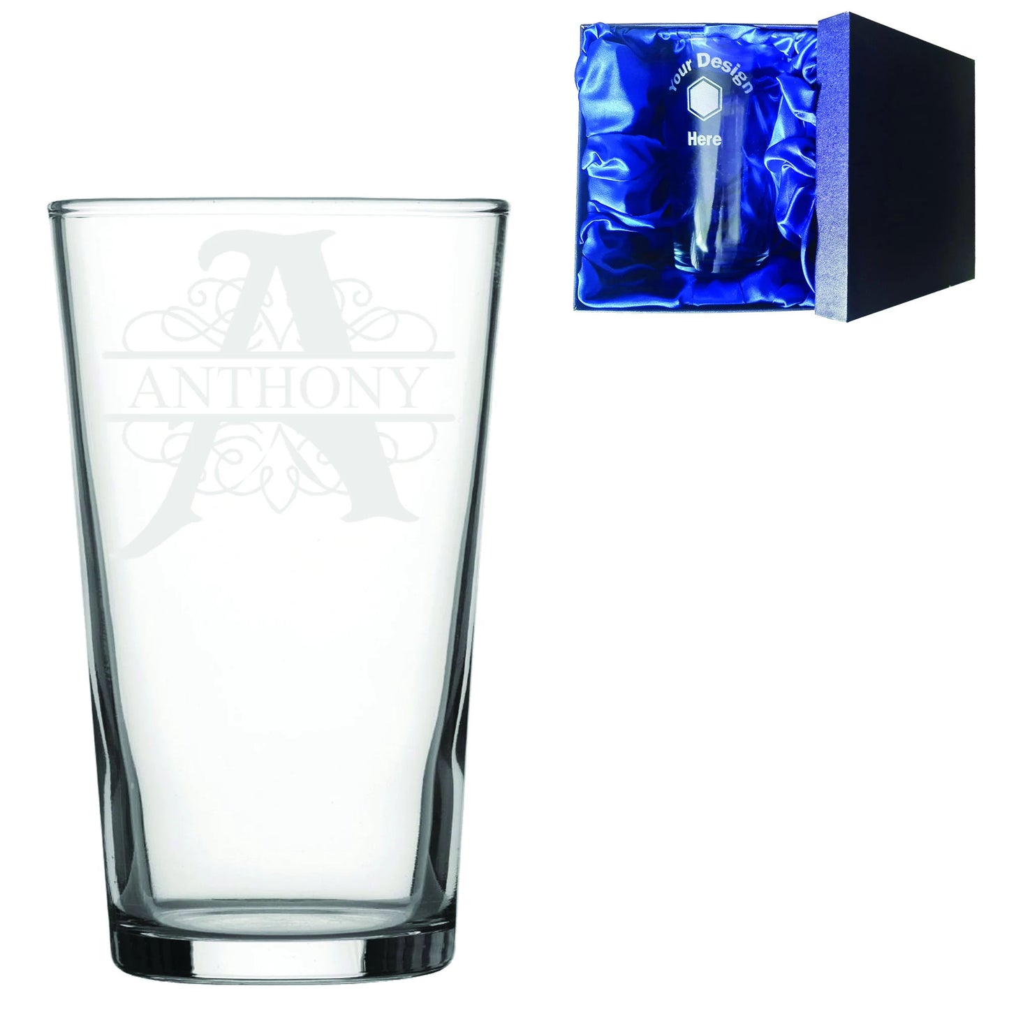 Personalised Monogram Glass - Laser Etched Whiskey, Highball, Pint or Tankard