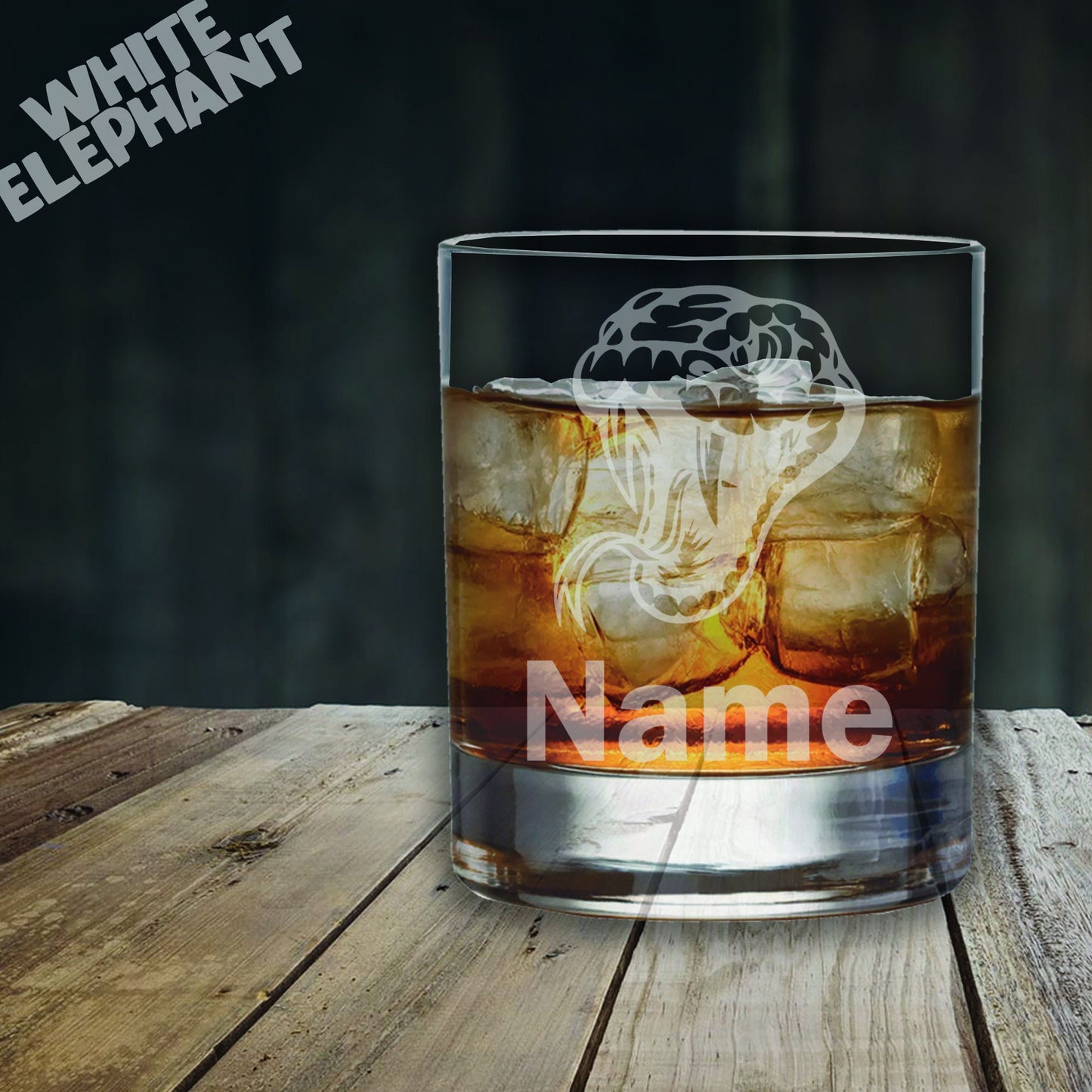 Personalised Snake Laser Etched Whiskey / High-Ball / Pint / Tankard Glass