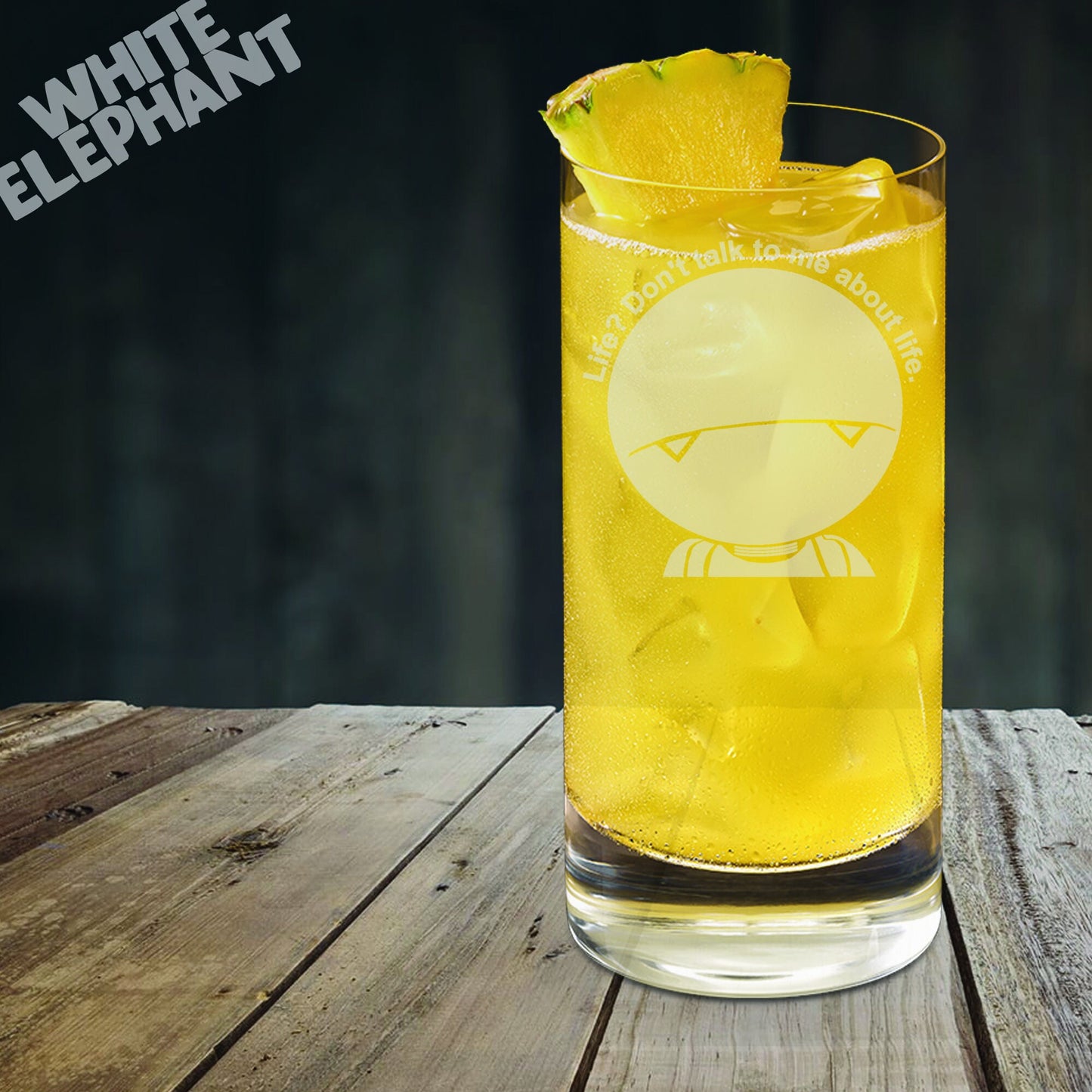Hitchhiker's Guide to the Galaxy Marvin Inspired Laser Etched Whiskey / High-Ball / Pint / Tankard Glass