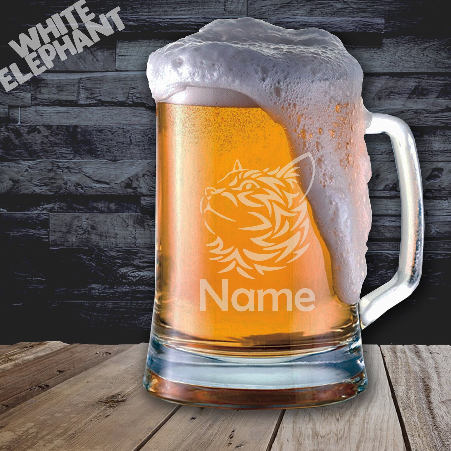 Personalised Tribal Cat Laser Etched Whiskey / High-Ball / Pint / Tankard Glass