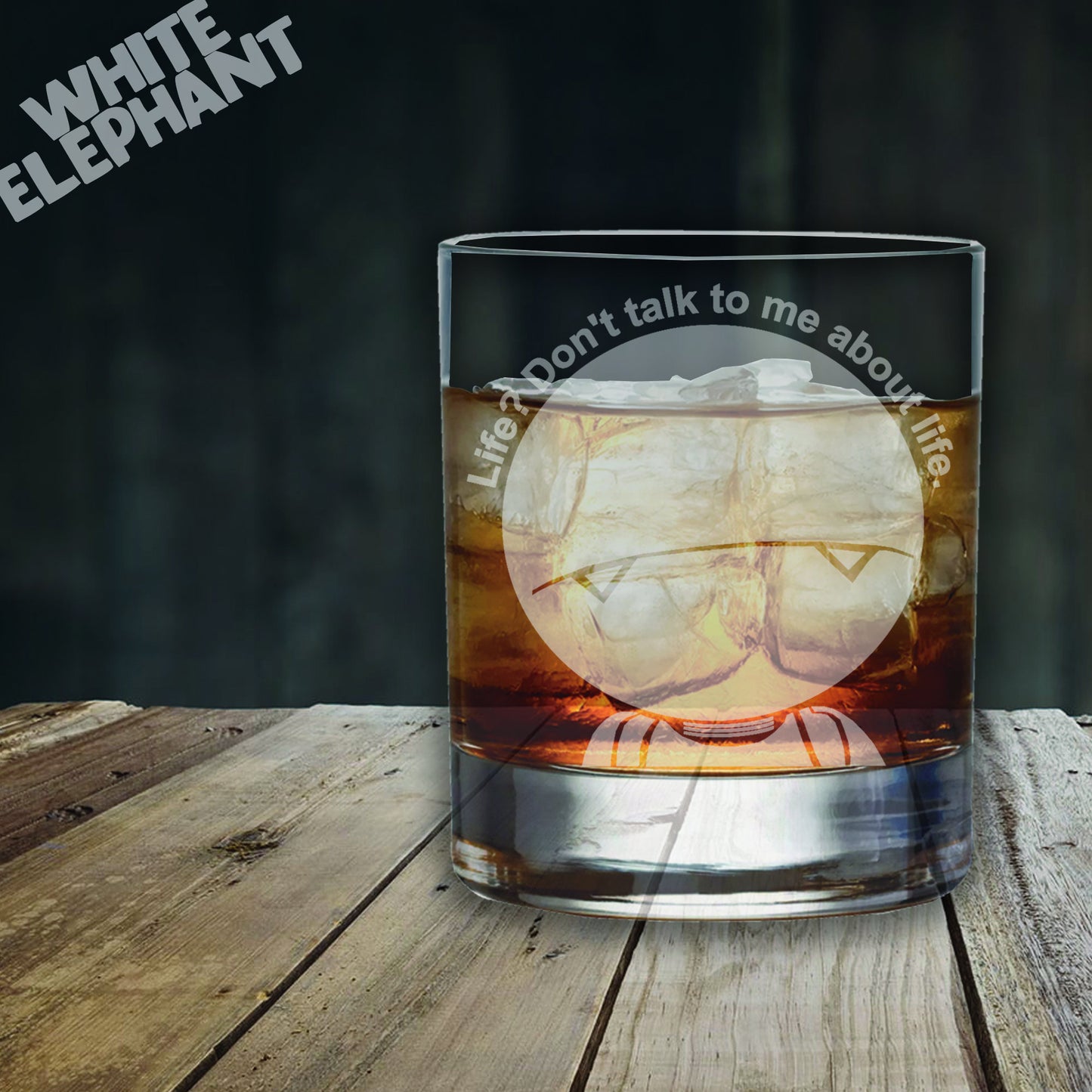 Hitchhiker's Guide to the Galaxy Marvin Inspired Laser Etched Whiskey / High-Ball / Pint / Tankard Glass
