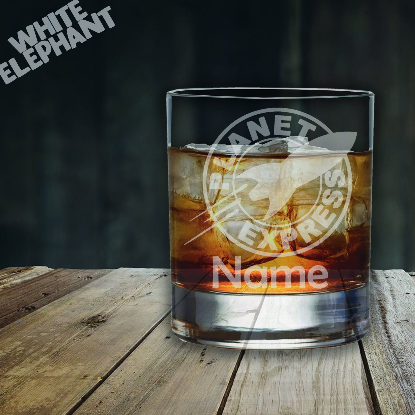 Personalised Futurama Planet Express Ship Inspired Laser Etched Whiskey / High-Ball / Pint / Tankard Glass