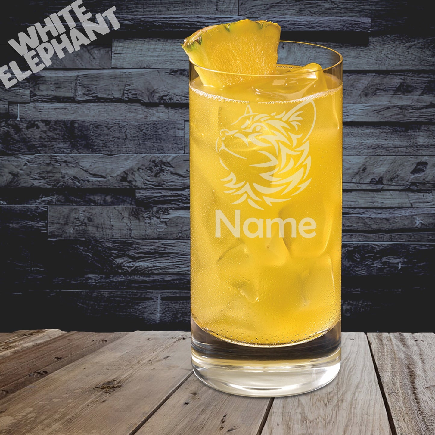 Personalised Tribal Cat Laser Etched Whiskey / High-Ball / Pint / Tankard Glass