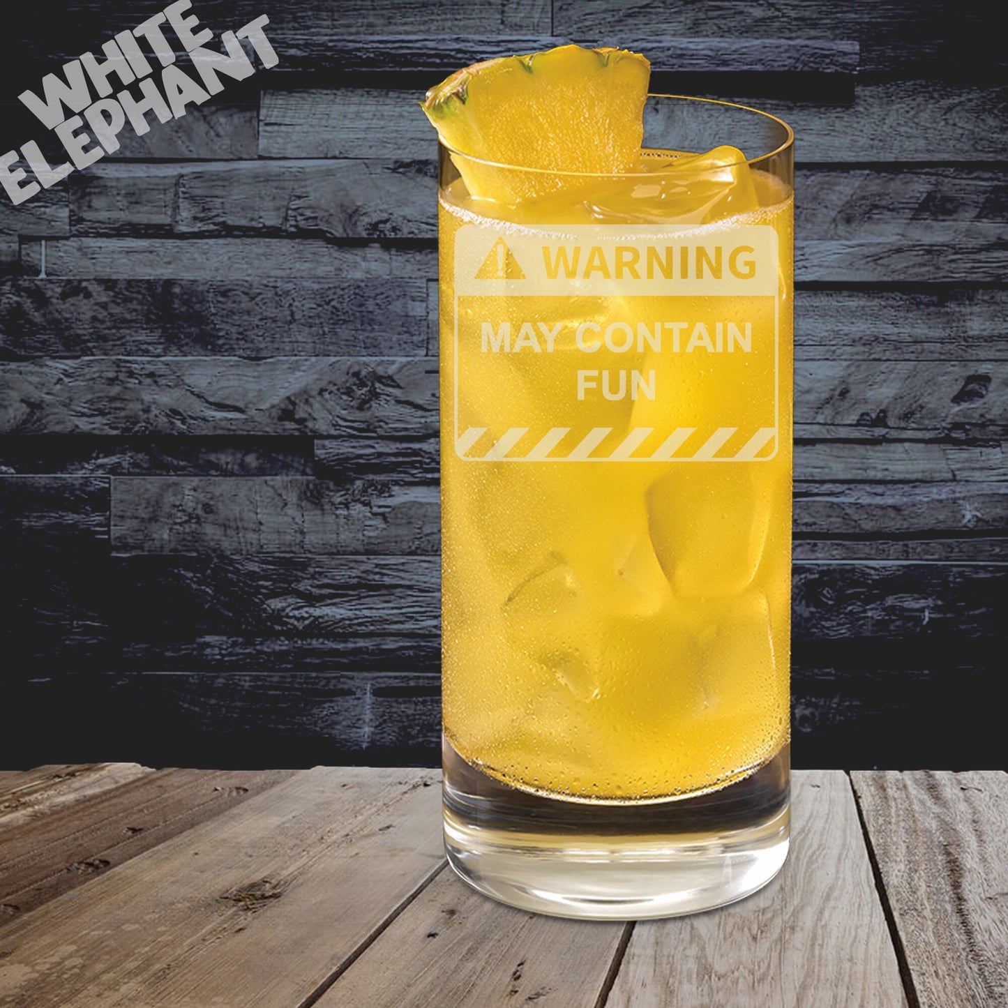 Warning May Contain Fun Laser Etched Whiskey / High-Ball / Pint / Tankard Glass