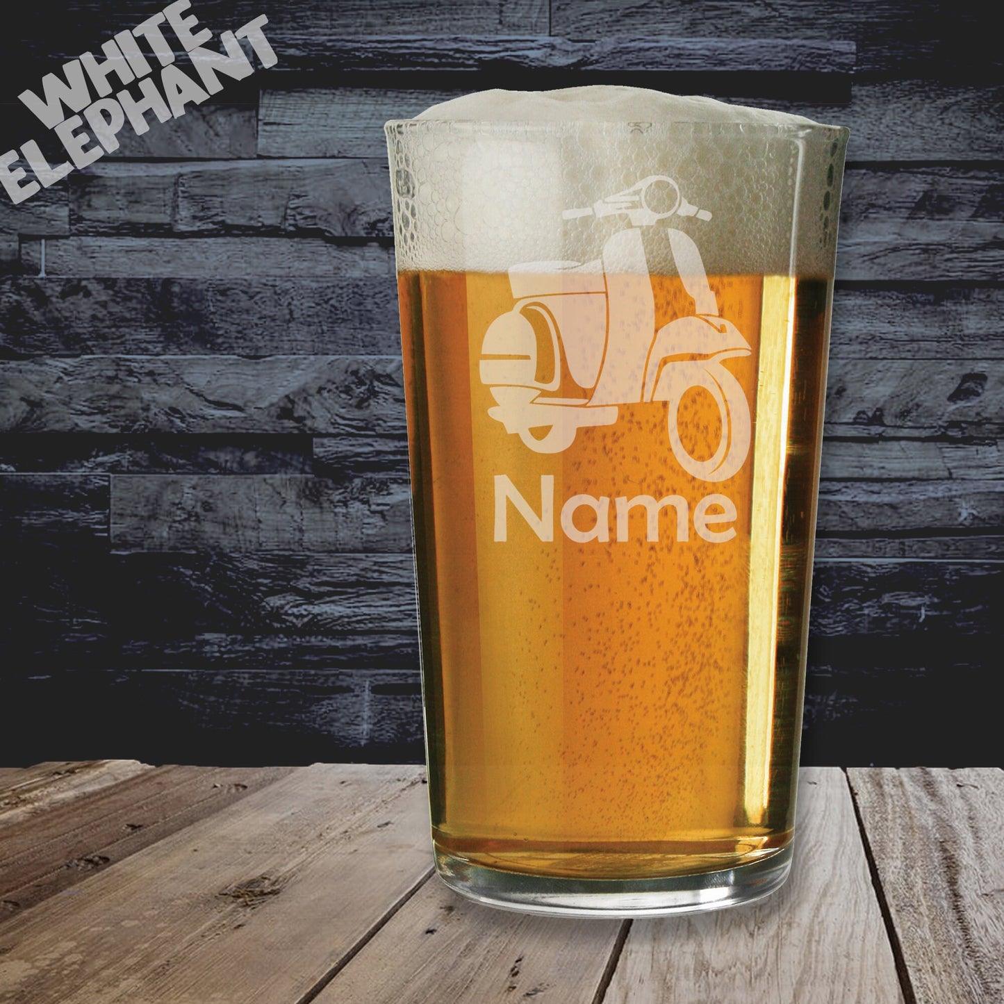 Personalised Scooter Motorcycle Bike Laser Etched Whiskey / High-Ball / Pint / Tankard Glass