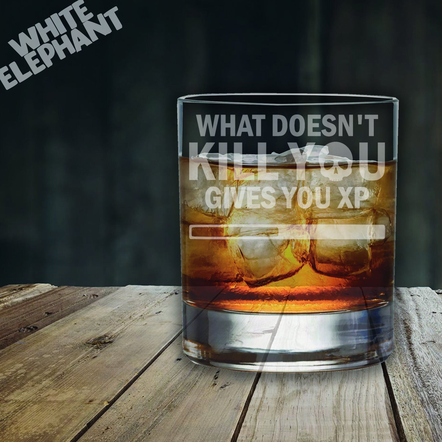 What Doesn't Kill You Gives You XP Glass - Laser Etched Whiskey, Highball, Pint or Tankard