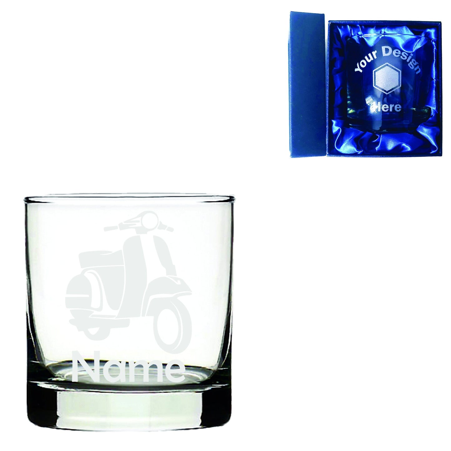 Personalised Scooter Motorcycle Bike Laser Etched Whiskey / High-Ball / Pint / Tankard Glass