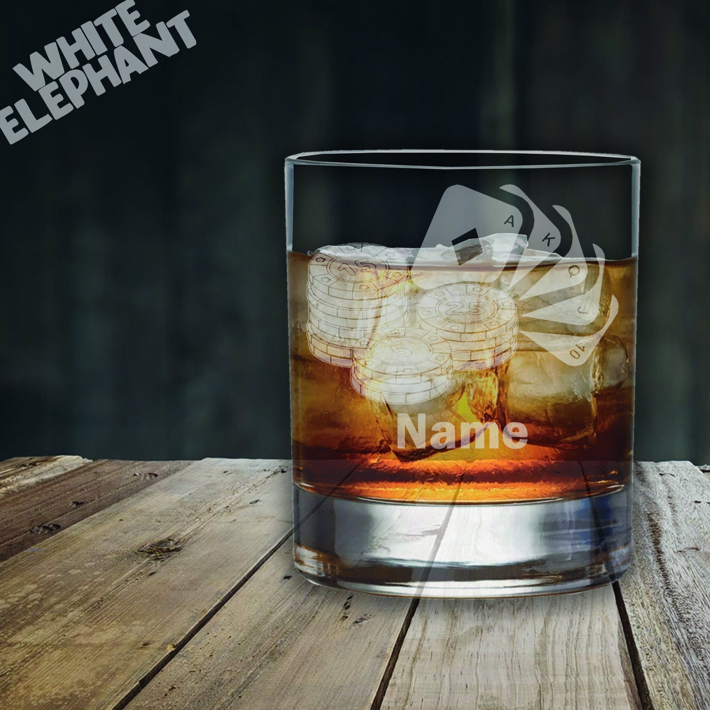 Personalised Poker Laser Etched Whiskey / High-Ball / Pint / Tankard Glass