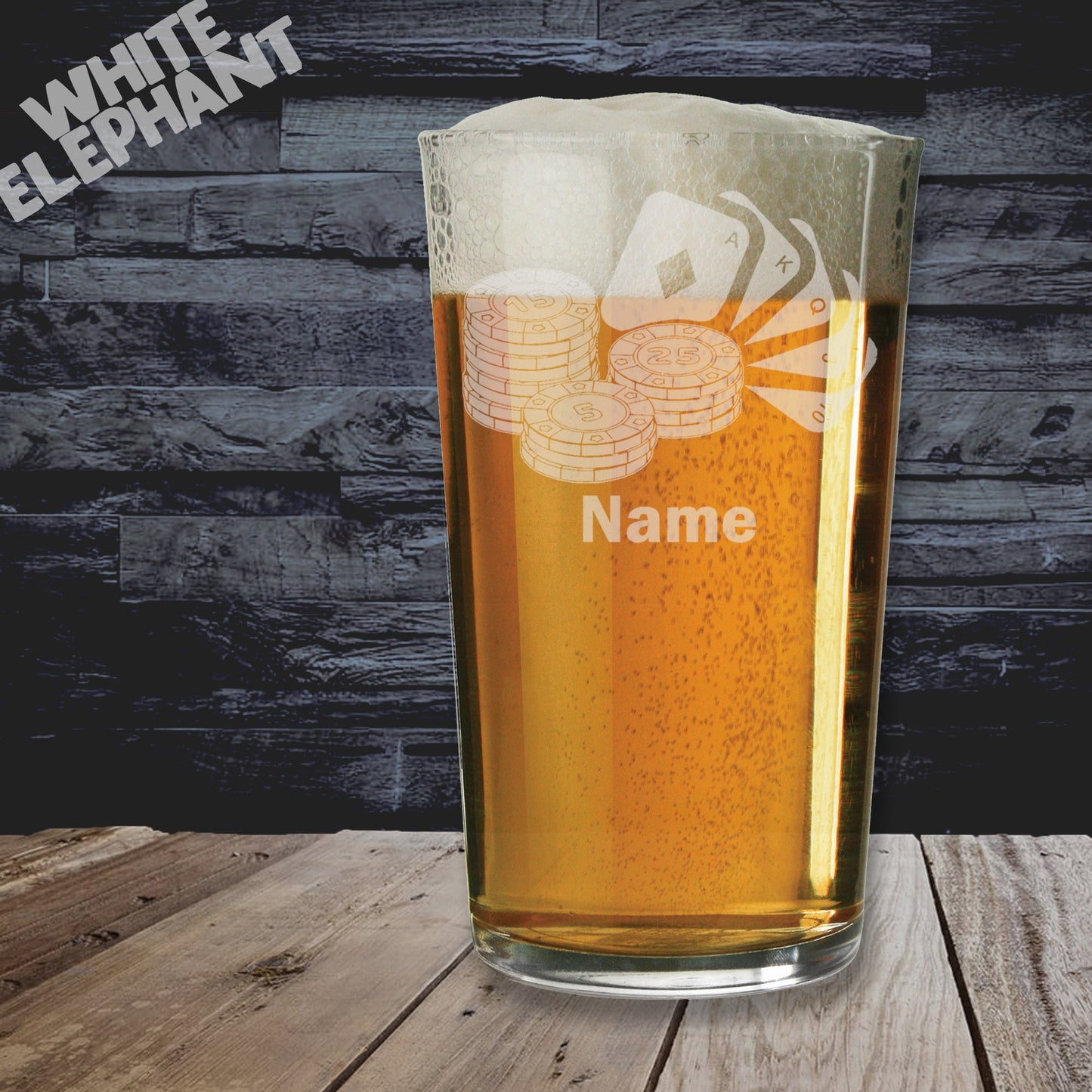 Personalised Poker Laser Etched Whiskey / High-Ball / Pint / Tankard Glass
