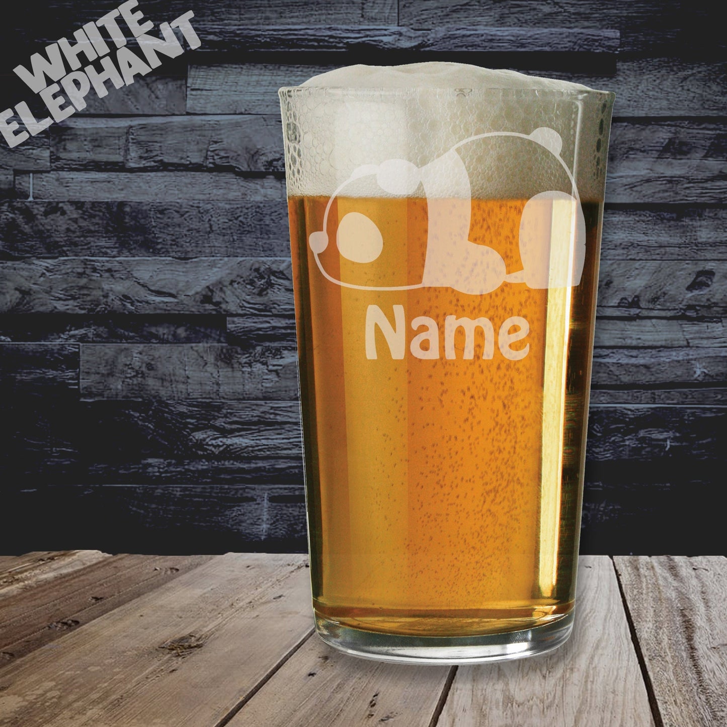 Personalised Panda Laser Etched Whiskey / High-Ball / Pint / Tankard Glass