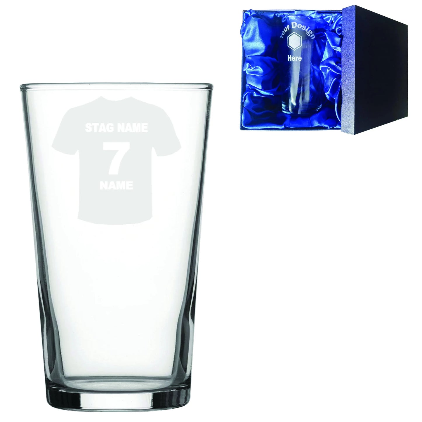 Personalised Stag Sports Top Laser Etched Whiskey / High-Ball / Pint / Tankard Glass