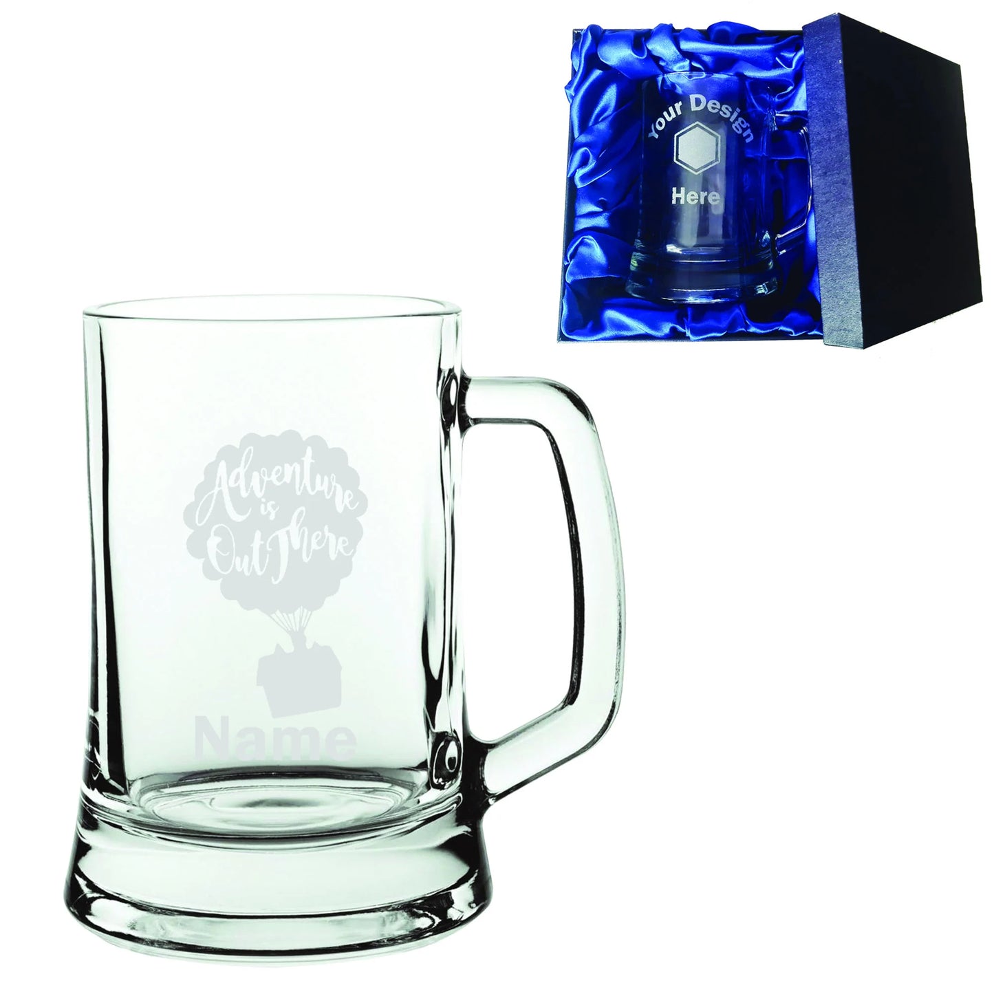Personalised UP Inspired Laser Etched Whiskey / High-Ball / Pint / Tankard Glass