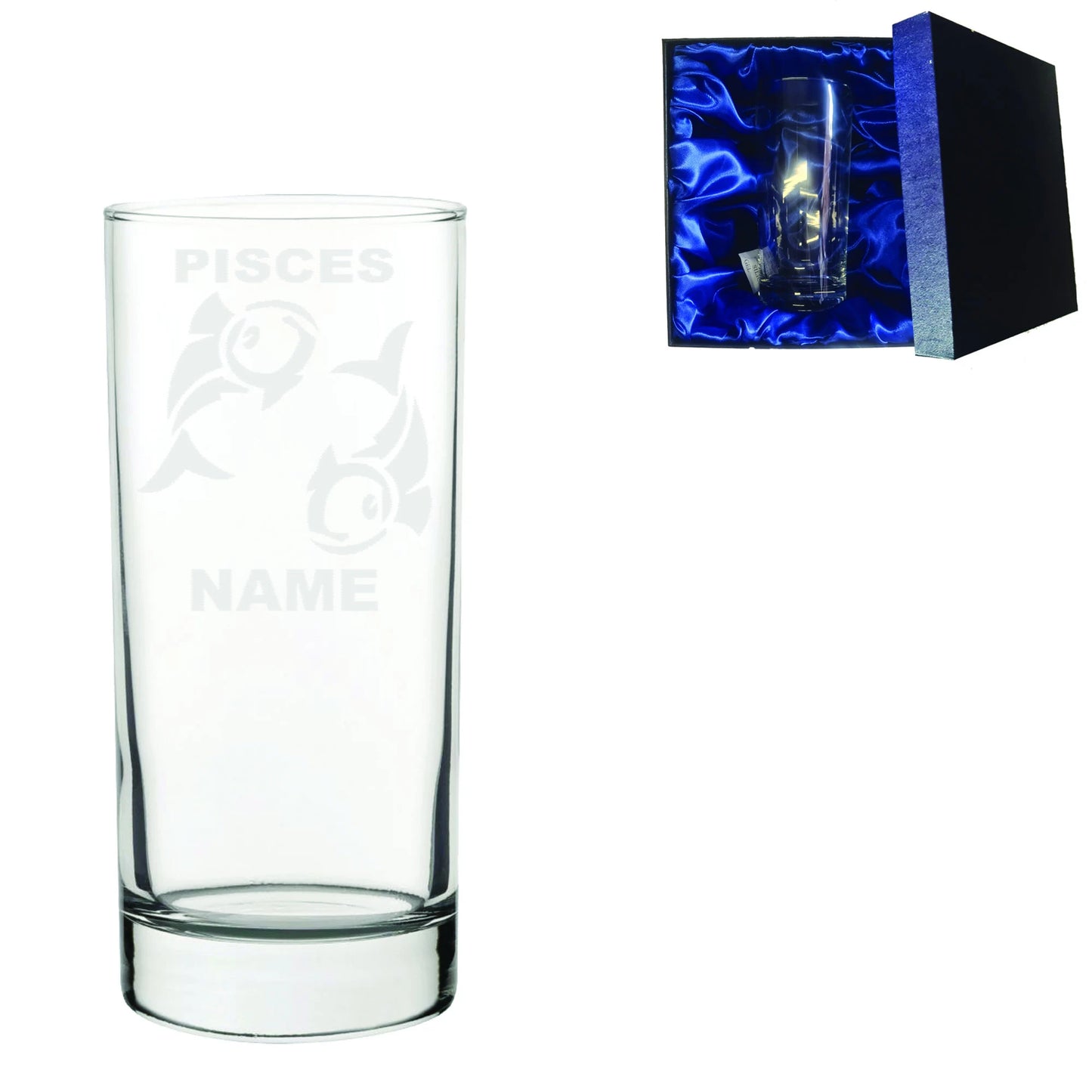 Personalised Zodiac Pisces Laser Etched Whiskey / High-Ball / Pint / Tankard Glass