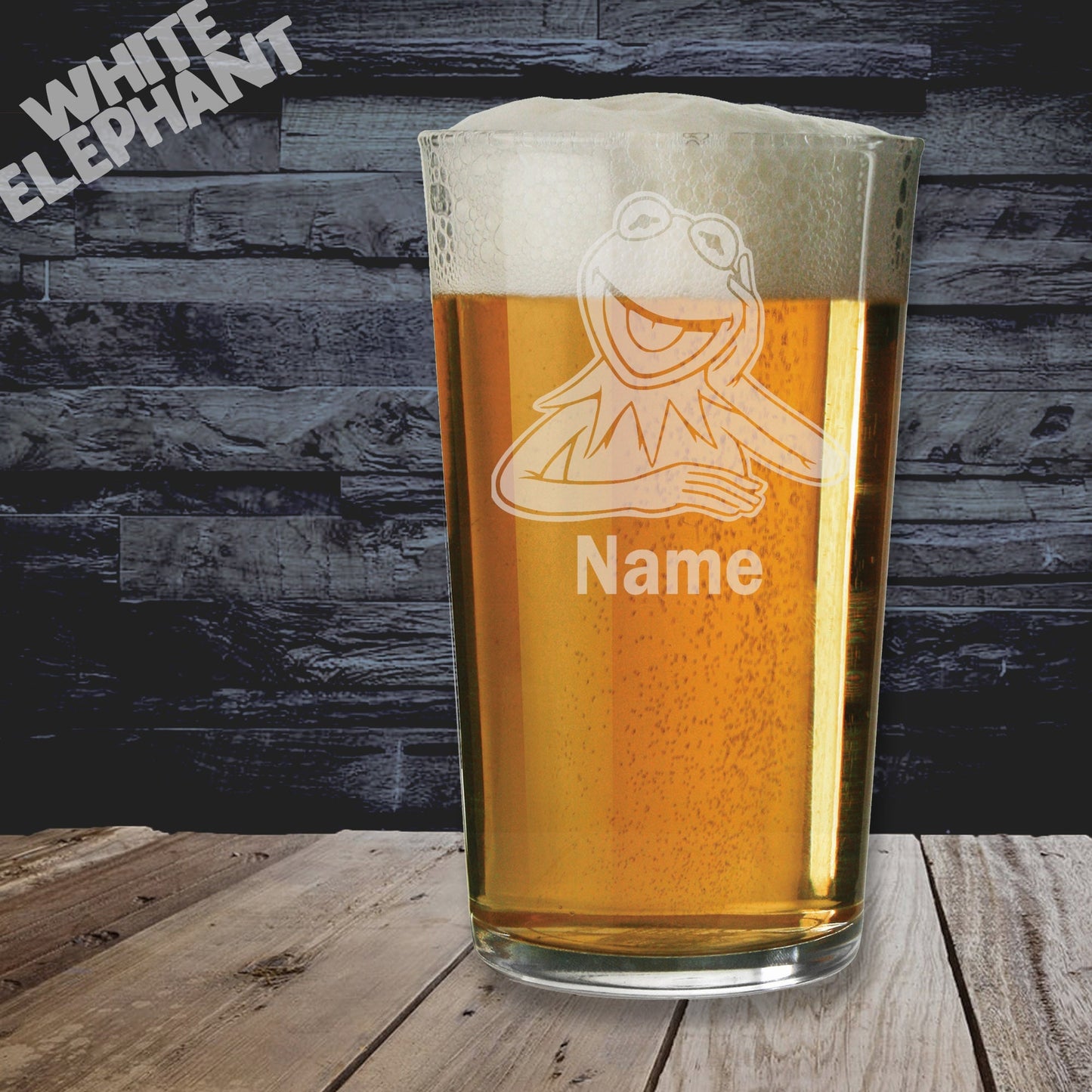 Personalised Muppet's Kermit Frog Laser Etched Whiskey / High-Ball / Pint / Tankard Glass