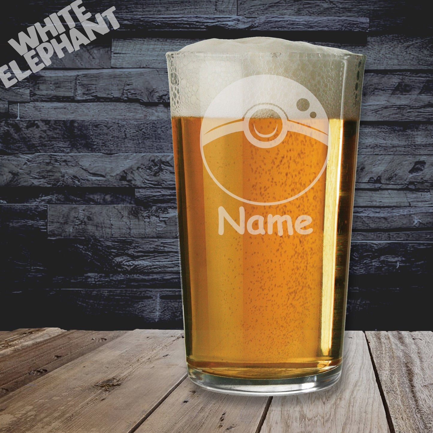 Personalised Pokemon Pokeball Inspired Laser Etched Whiskey / High-Ball / Pint / Tankard Glass