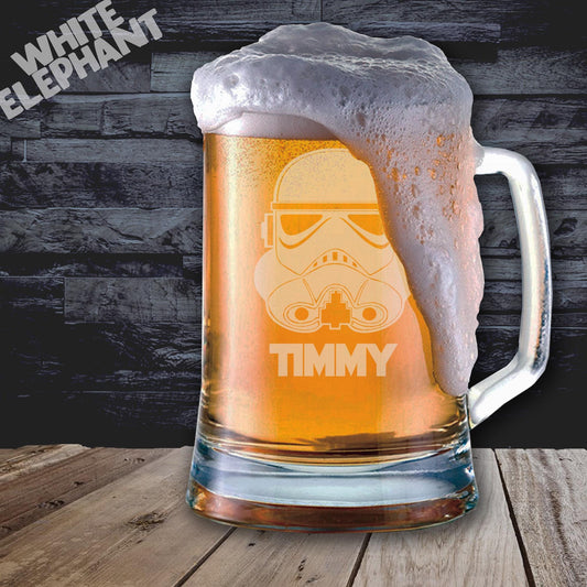 Personalised Star Wars Storm Trooper Inspired Laser Etched Whiskey / High-Ball / Pint / Tankard Glass