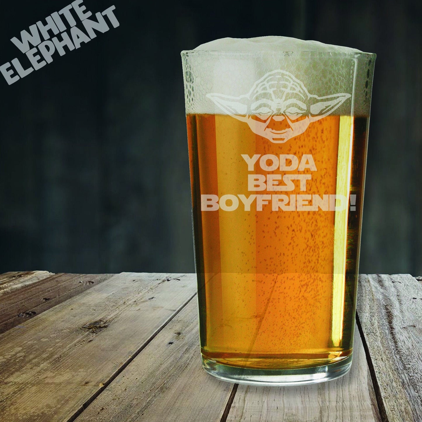 Star Wars Yoda Best Boyfriend Inspired Laser Etched Whiskey / High-Ball / Pint / Tankard Glass