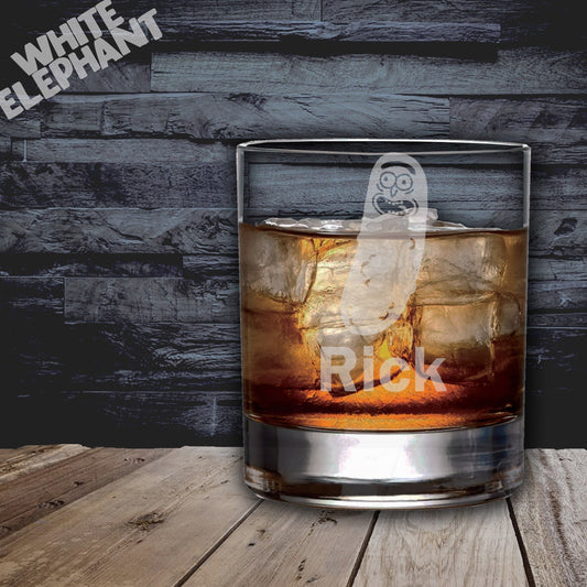 Personalised Pickle Rick Inspired Laser Etched Whiskey / High-Ball / Pint / Tankard Glass