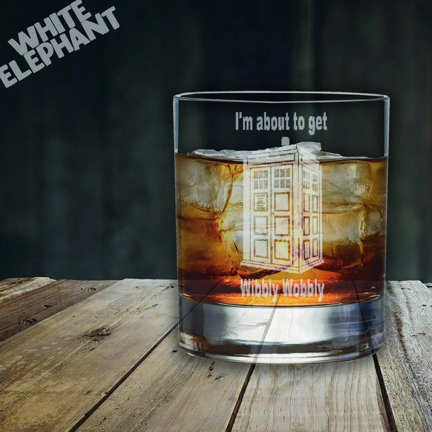 Dr Who Tardis Inspired Glass – Laser Etched Whiskey, Highball, Pint or Tankard