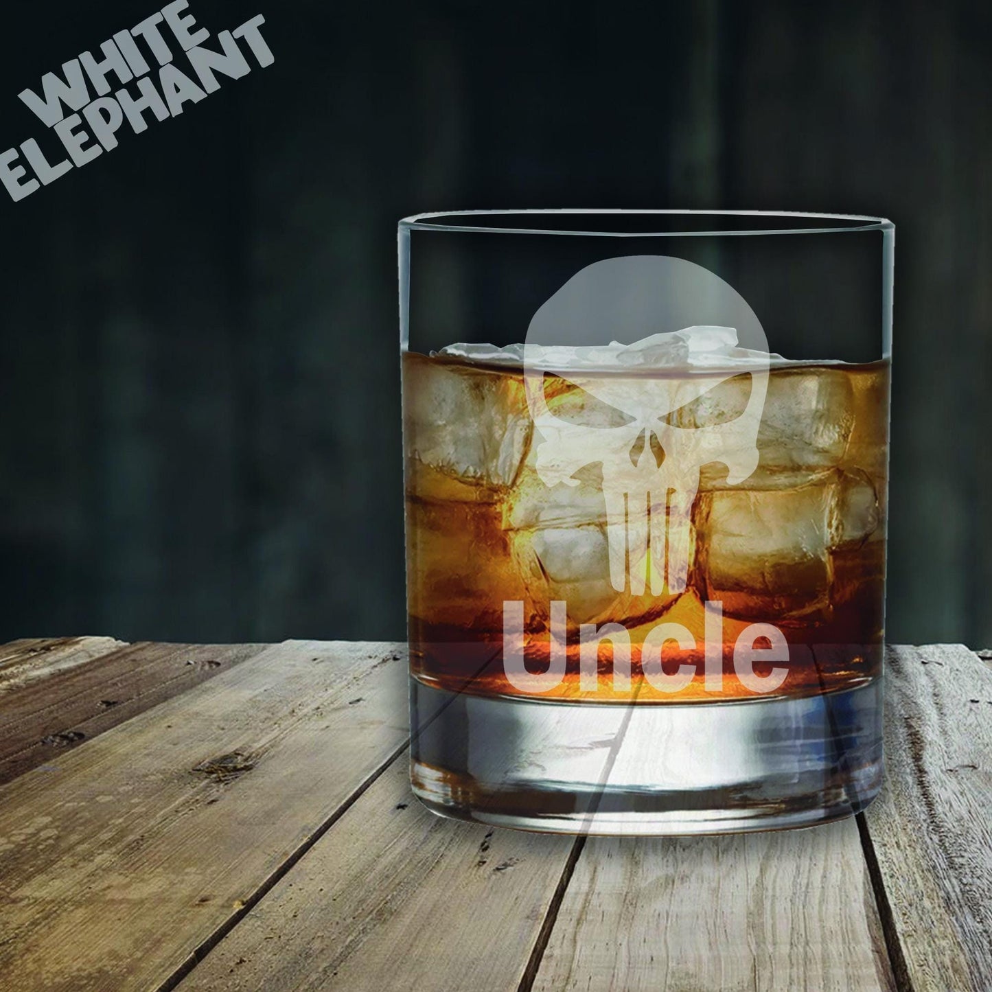 Personalised Punisher Laser Etched Whiskey / High-Ball / Pint / Tankard Glass