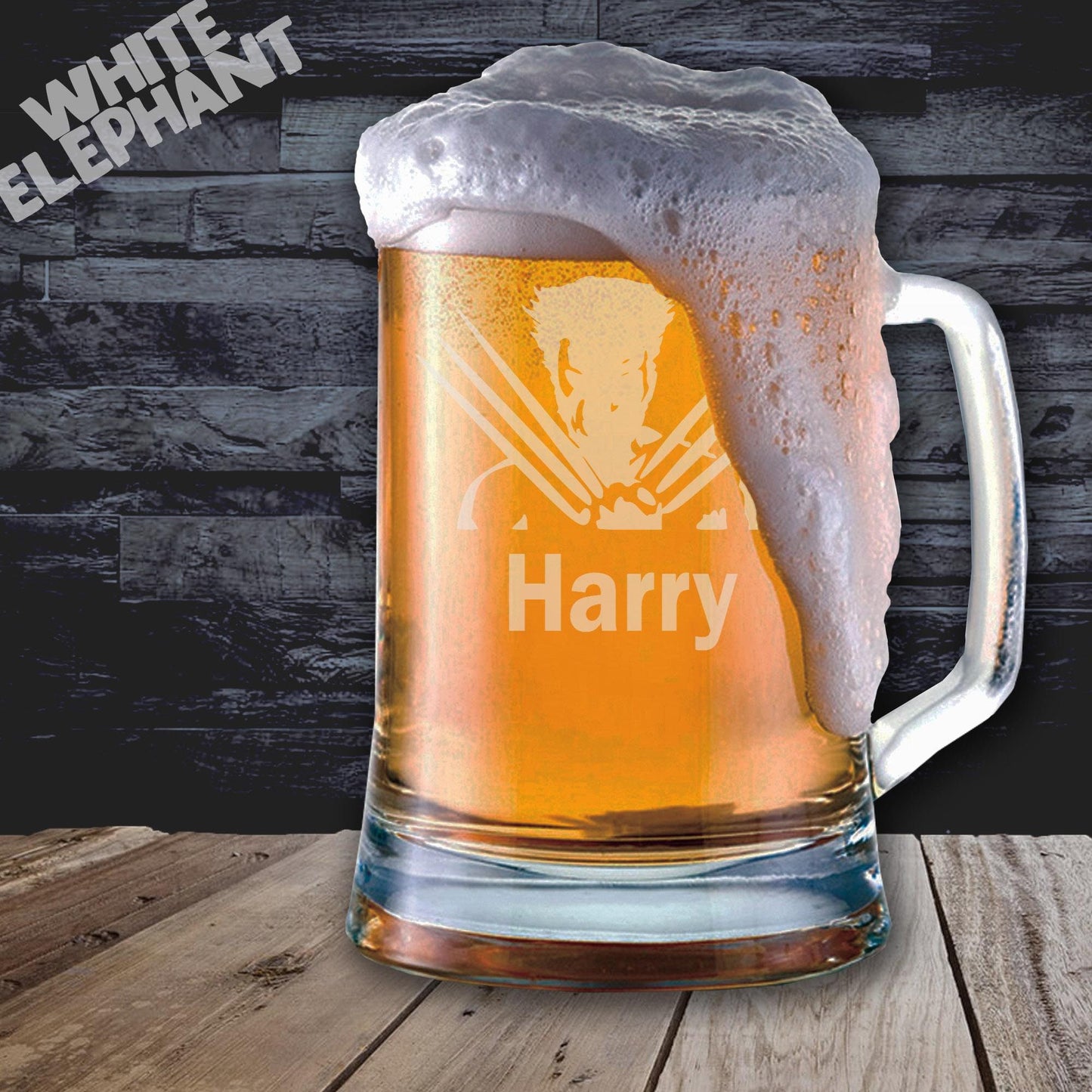 Personalised Wolverine Laser Etched Whiskey / High-Ball / Pint / Tankard Glass