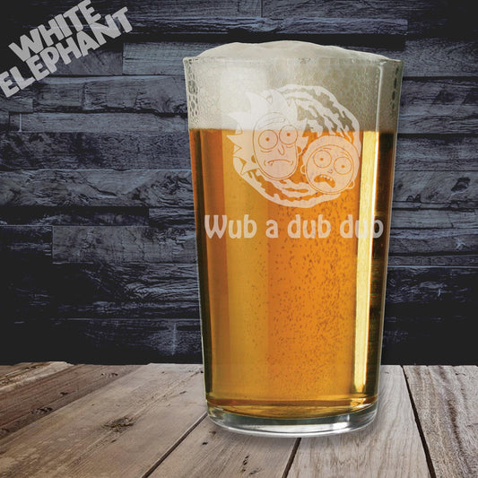 Personalised Rick & Morty Inspired Laser Etched Whiskey / High-Ball / Pint / Tankard Glass