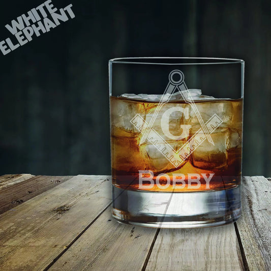 Personalised Masonic Inspired Glass - Laser Etched Whiskey, Highball, Pint or Tankard
