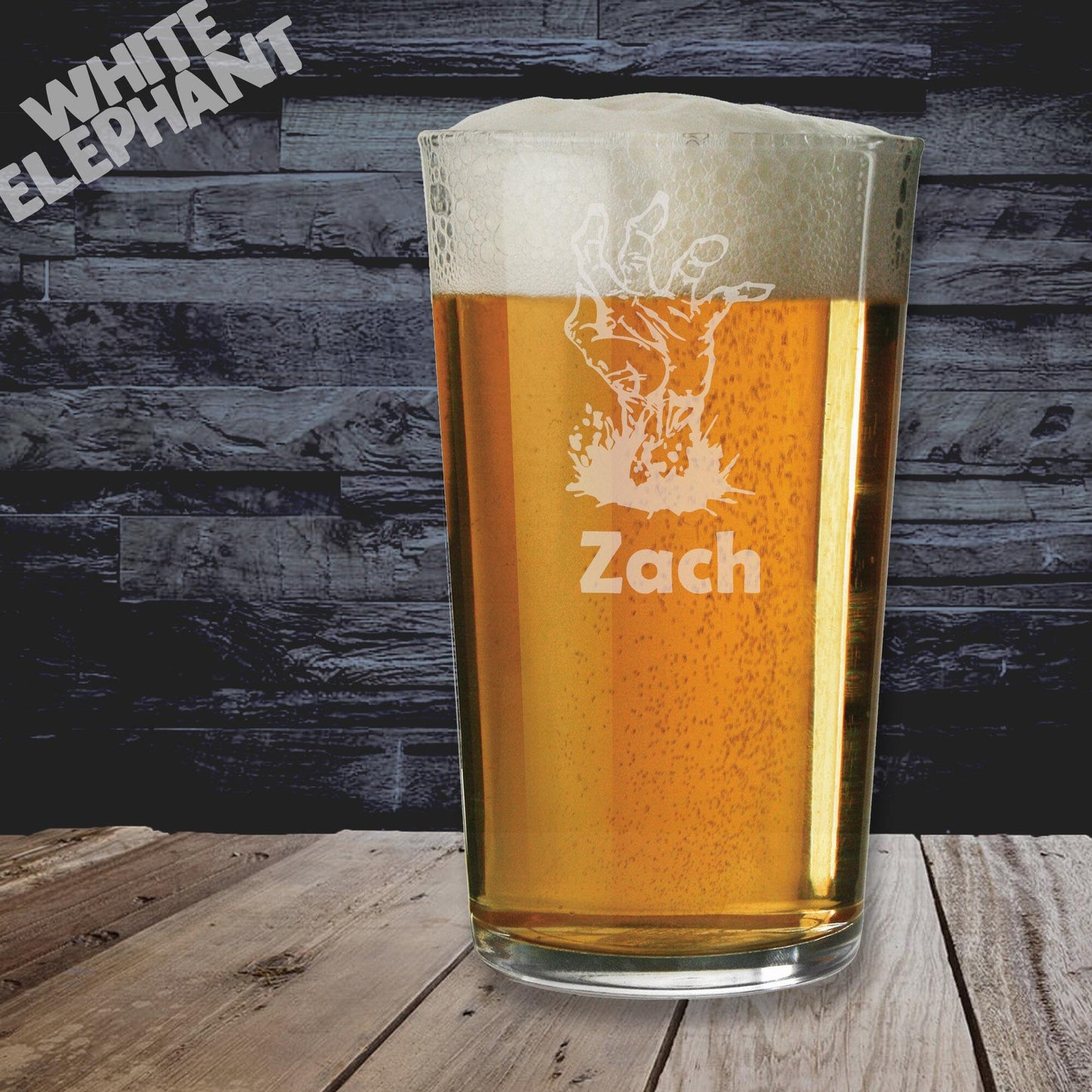 Personalised Zombie Hand Laser Etched Whiskey / High-Ball / Pint / Tankard Glass