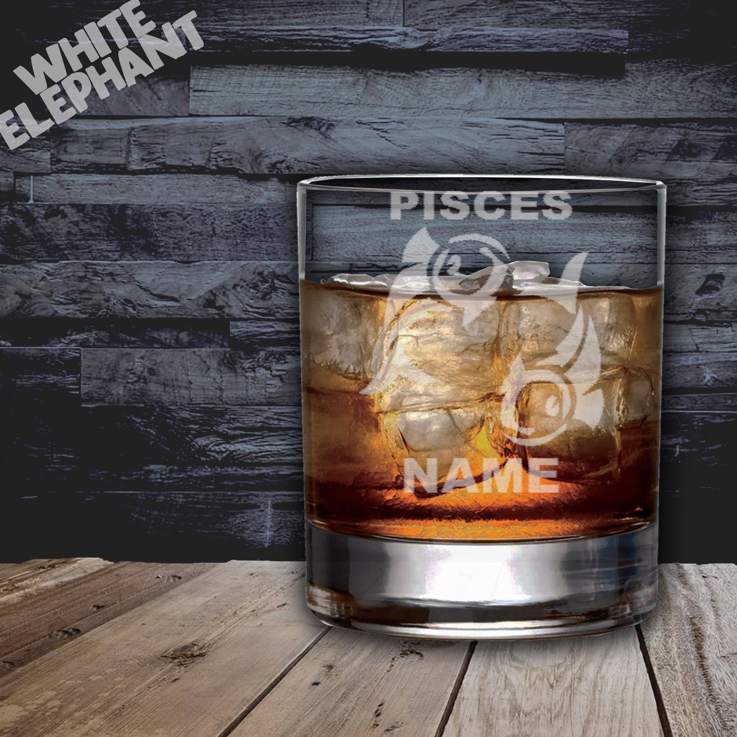 Personalised Zodiac Pisces Laser Etched Whiskey / High-Ball / Pint / Tankard Glass