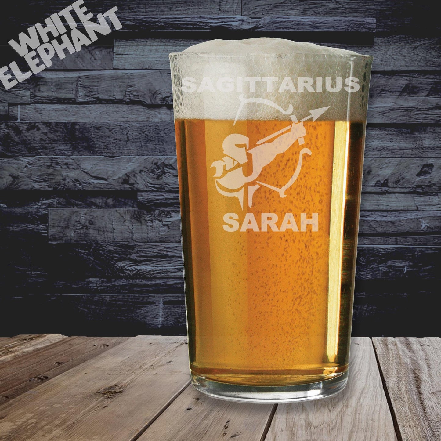 Personalised Zodiac Sagittarius Laser Etched Whiskey / High-Ball / Pint / Tankard Glass