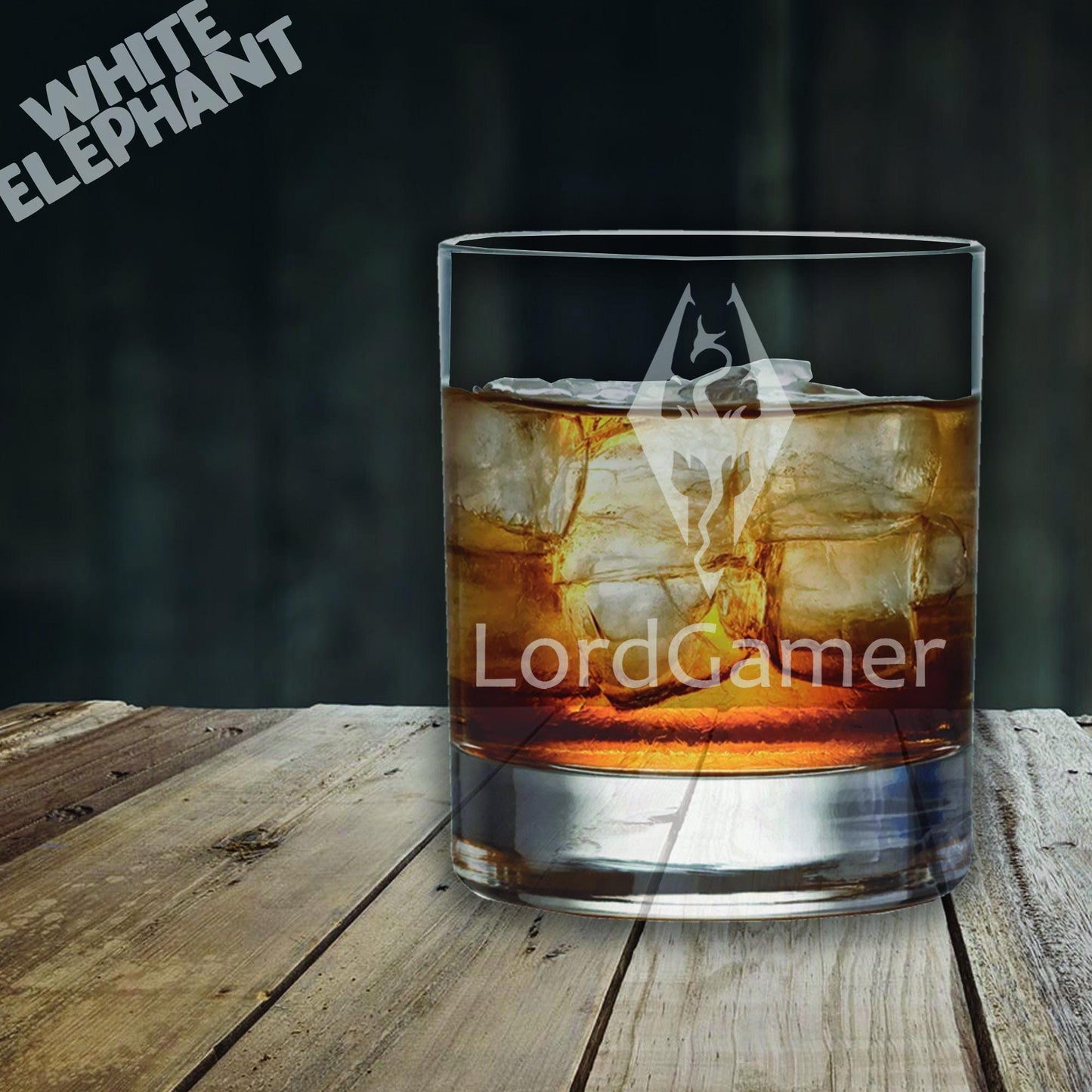 Personalised Skyrim Inspired Laser Etched Whiskey / High-Ball / Pint / Tankard Glass