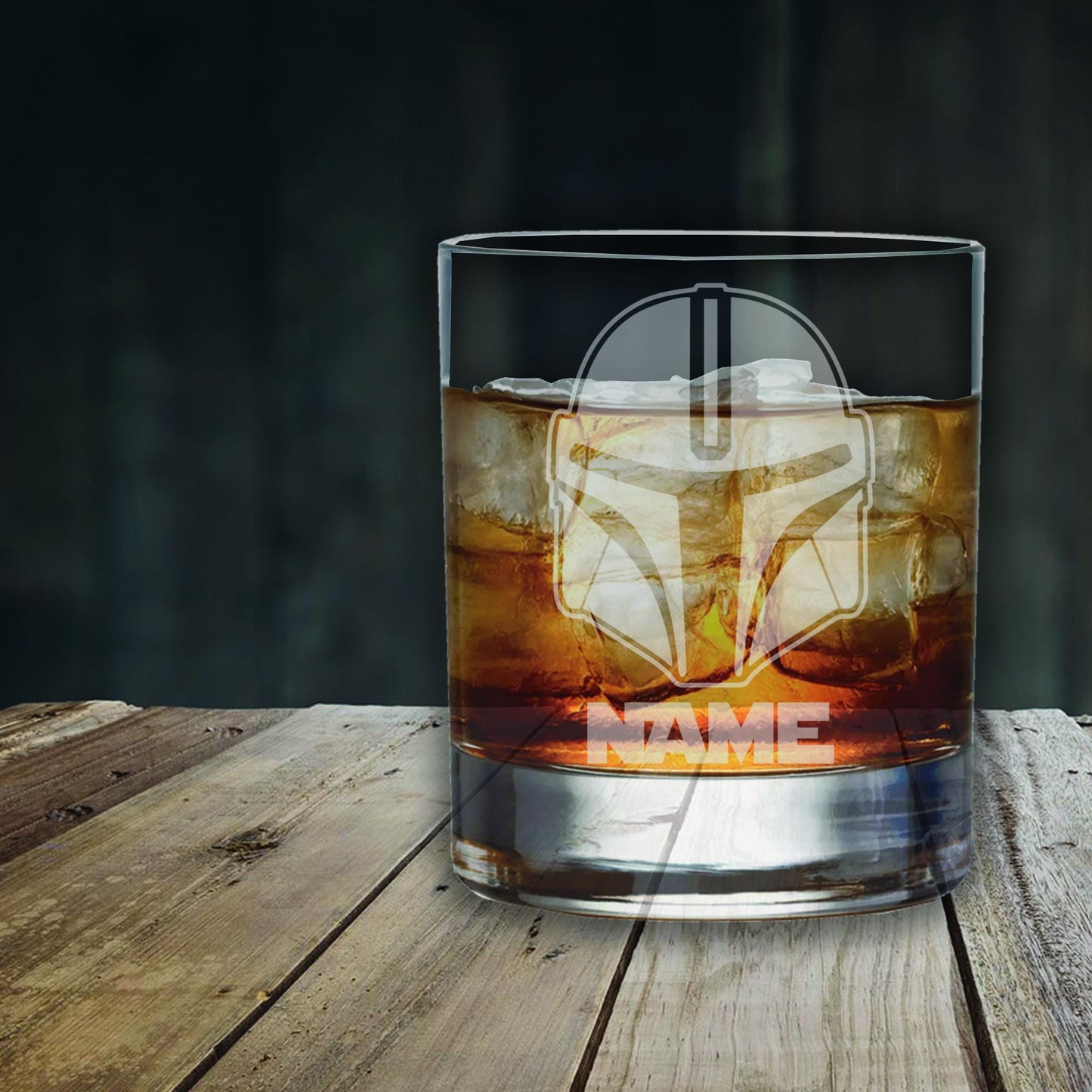 Personalised Star Wars Mandalorian Inspired Laser Etched Whiskey / High-Ball / Pint / Tankard Glass