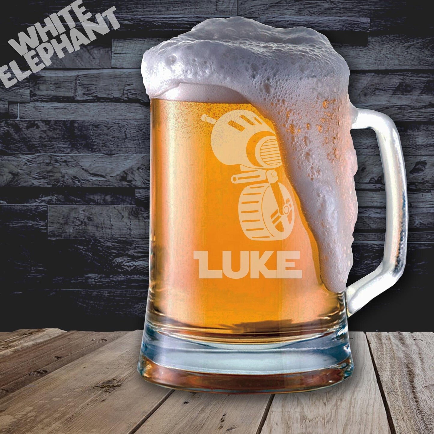 Personalised Star Wars D-O Droid Inspired Laser Etched Whiskey / High-Ball / Pint / Tankard Glass