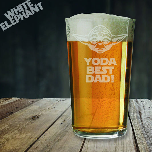 Star Wars Yoda Best Dad Inspired Laser Etched Whiskey / High-Ball / Pint / Tankard Glass
