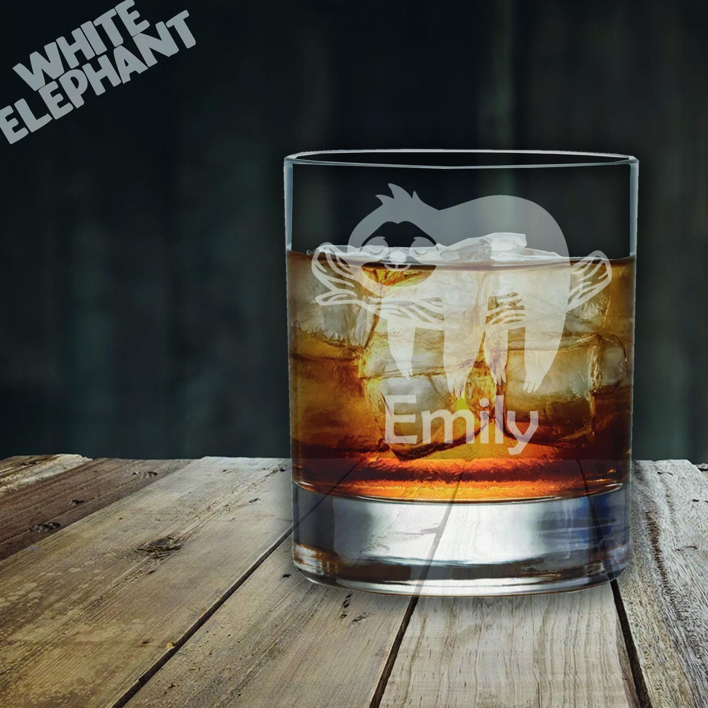 Personalised Sloth Laser Etched Whiskey / High-Ball / Pint / Tankard Glass