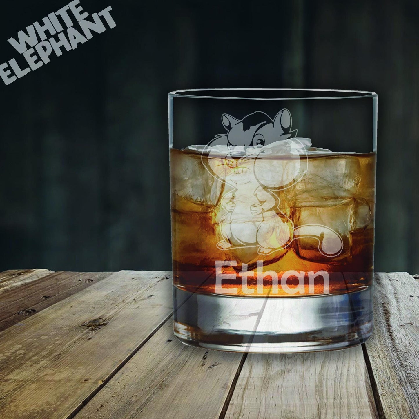 Personalised Chipmunk Laser Etched Whiskey / High-Ball / Pint / Tankard Glass