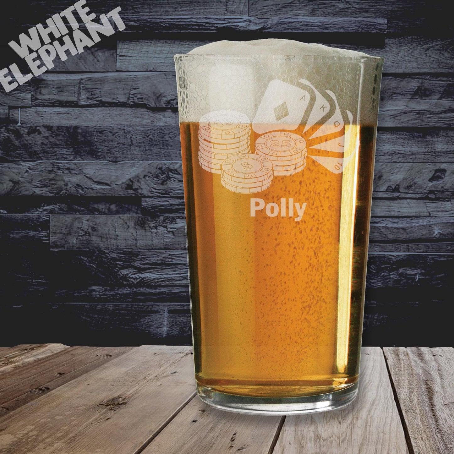 Personalised Poker Laser Etched Whiskey / High-Ball / Pint / Tankard Glass