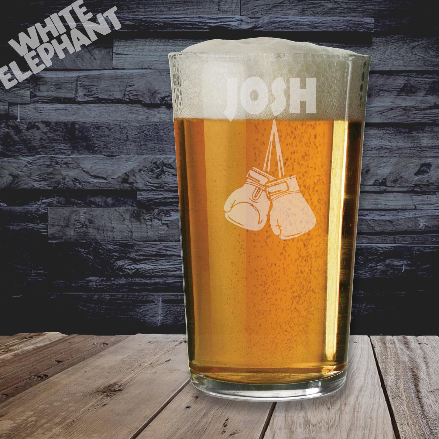 Personalised Boxing Glove Laser Etched Whiskey / High-Ball / Pint / Tankard Glass