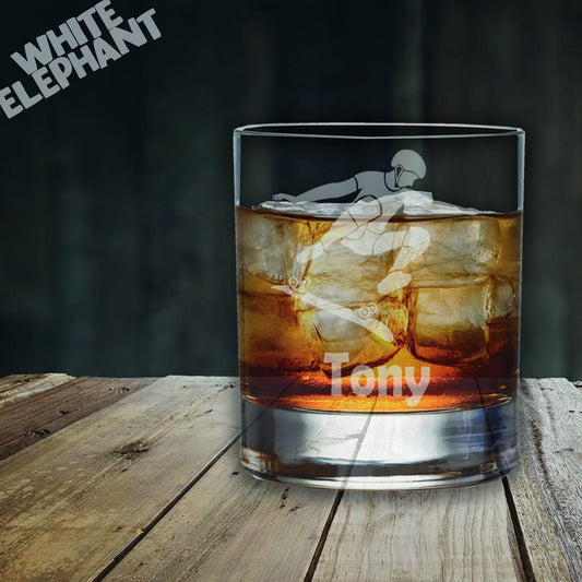 Personalised Skateboarder Laser Etched Whiskey / High-Ball / Pint / Tankard Glass