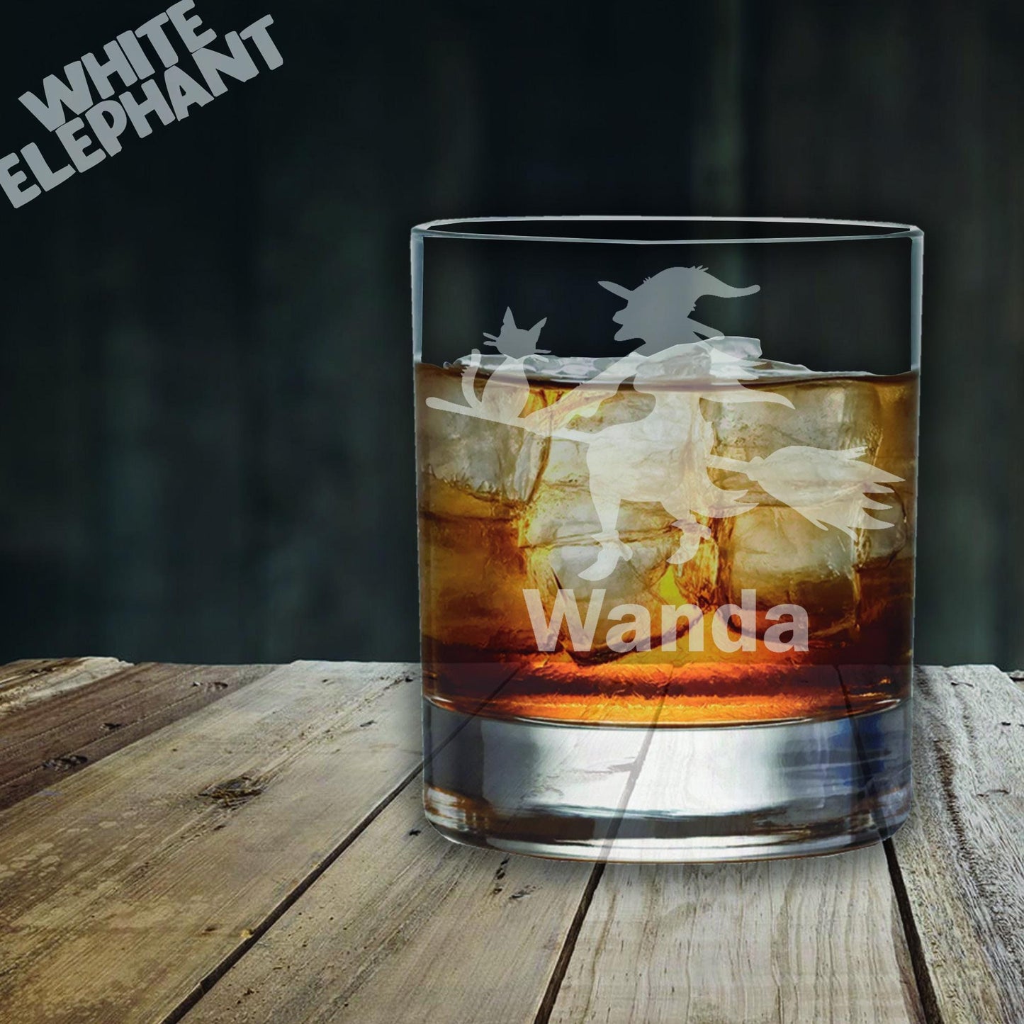 Personalised Witch Laser Etched Whiskey / High-Ball / Pint / Tankard Glass