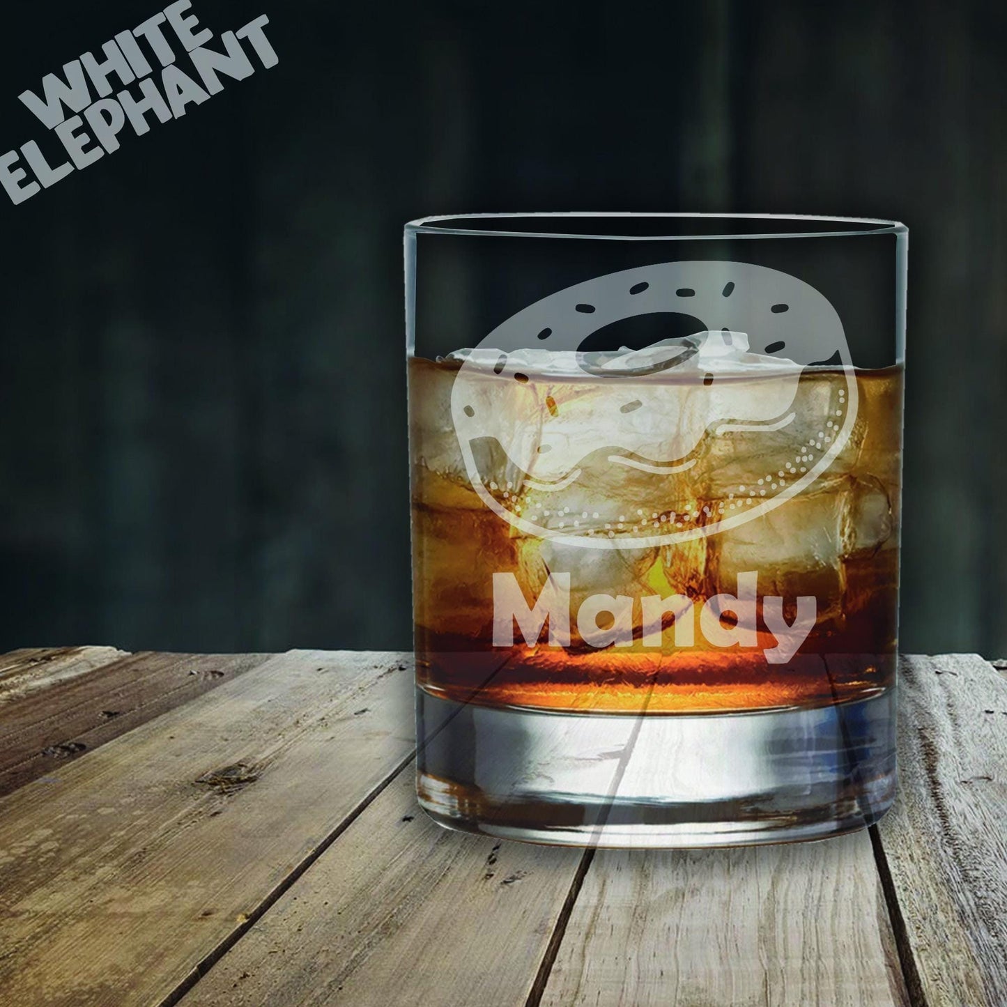 Personalised Doughnut Laser Etched Whiskey / High-Ball / Pint / Tankard Glass