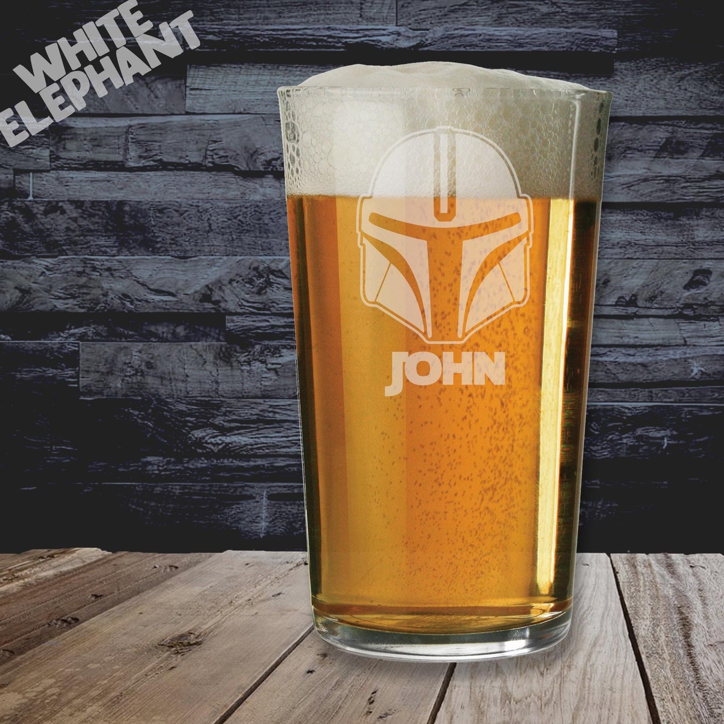 Personalised Star Wars Mandalorian Inspired Laser Etched Whiskey / High-Ball / Pint / Tankard Glass