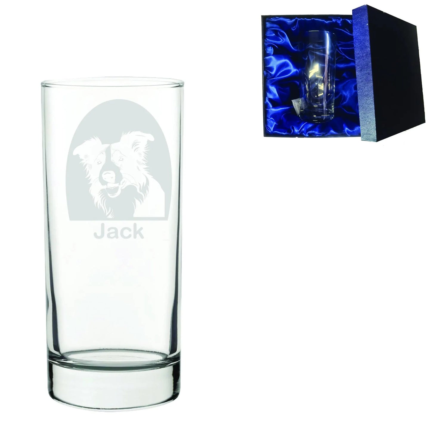 Personalised Border Collie Glass - Laser Etched Whiskey, Highball, Pint or Tankard