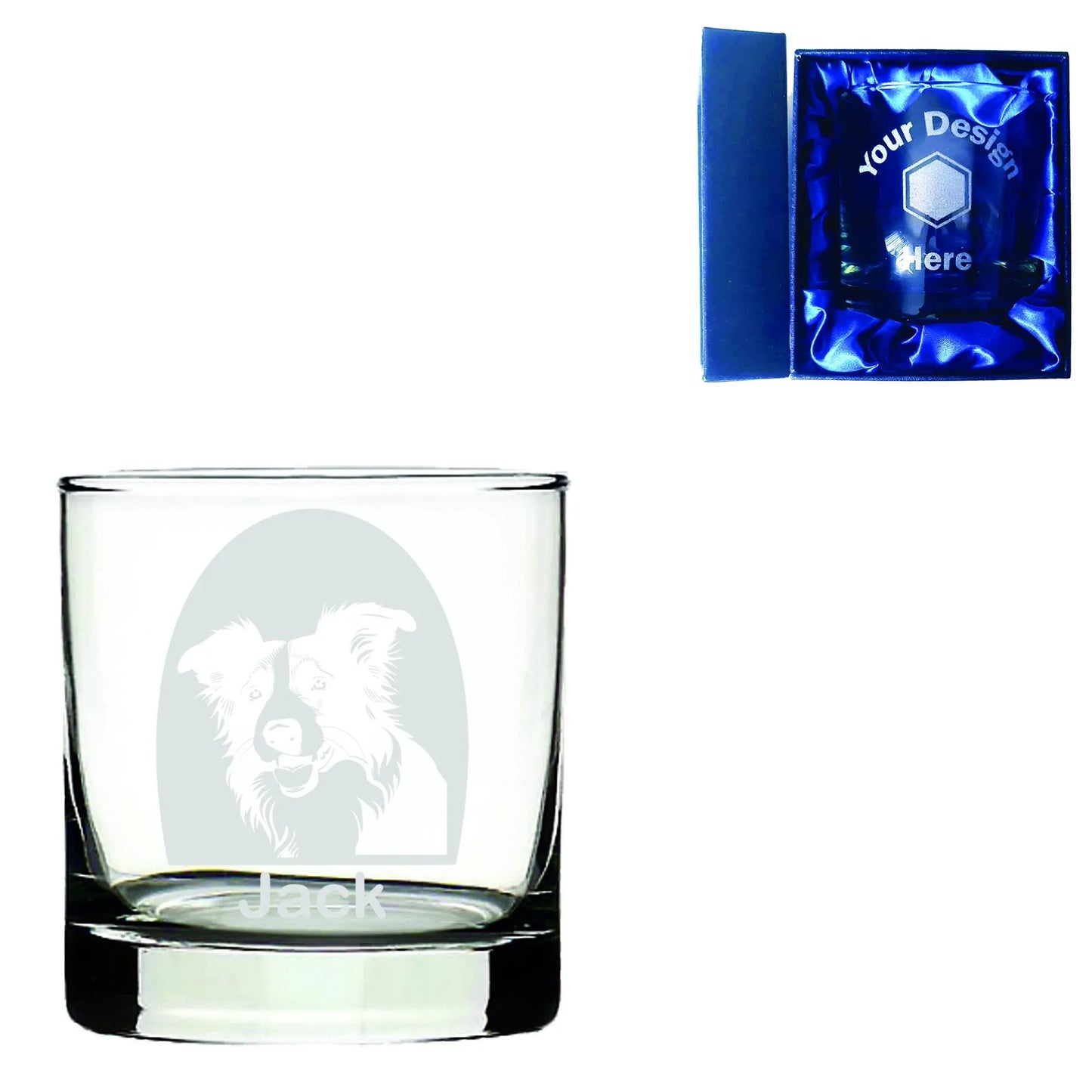Personalised Border Collie Glass - Laser Etched Whiskey, Highball, Pint or Tankard