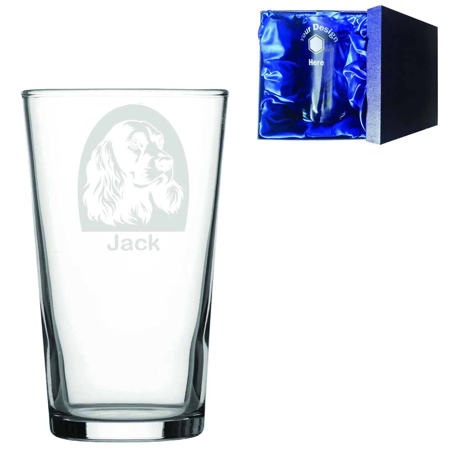 Personalized Cocker Spaniel Glass - Laser Etched Whiskey, Highball, Pint or Tankard