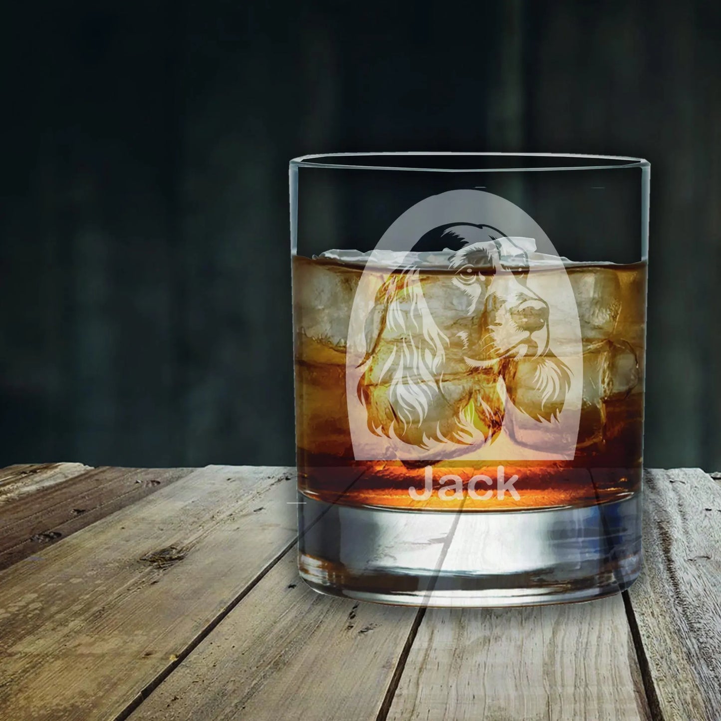 Personalized Cocker Spaniel Glass - Laser Etched Whiskey, Highball, Pint or Tankard